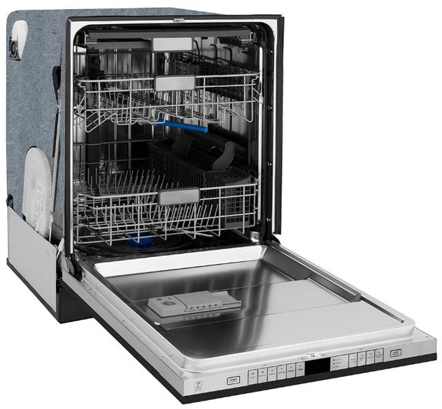 ZLINE Autograph Edition Monument 24" Black Stainless Steel Top Touch Control 3rd Rack Dishwasher with Auto Door Open Drying and Champagne Bronze Helix Handle-2