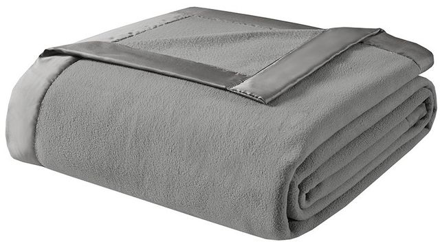 Olliix by True North by Sleep Philosophy Micro Fleece Grey Twin Blanket-0