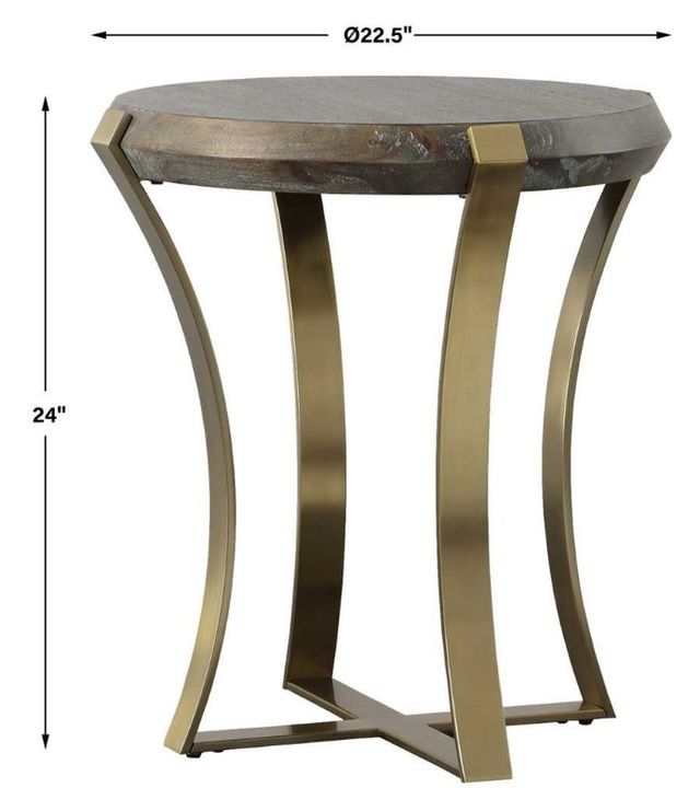 Uttermost® Unite Dark Walnut Stainwashed Side Table with Brushed Brass Legs-2