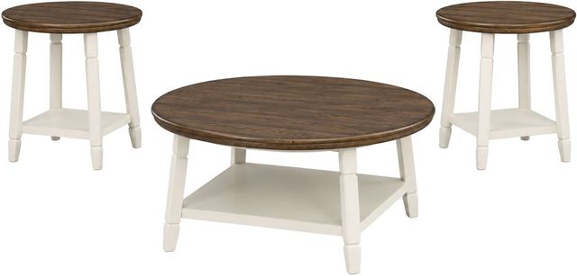 New Classic® Home Furnishings Flaherty 3-Piece Brown/White Occasional Table Set-0