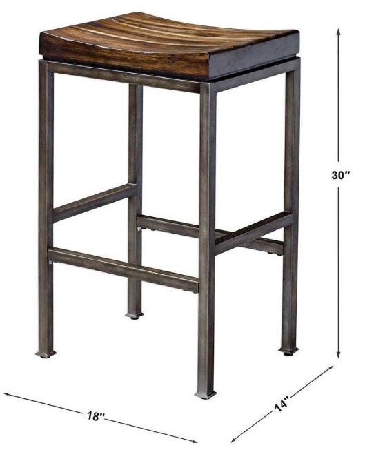 Uttermost® Beck Dark Walnut Bar Stool-2