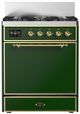 Ilve® Majestic III 30" Emerald Green Pro Style Dual Fuel Natural Gas Range with Solid Door and Brass Trim-0