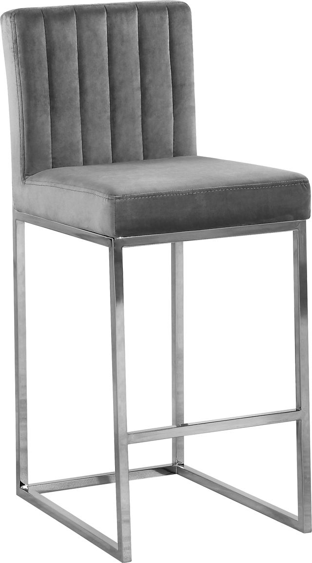 Meridian Furniture Giselle Gray Velvet Counter Stool-0