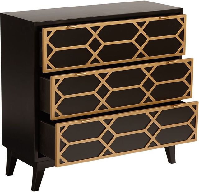 Olliix by Madison Park Black/Gold Maria Gold Lattice Accent Chest-2