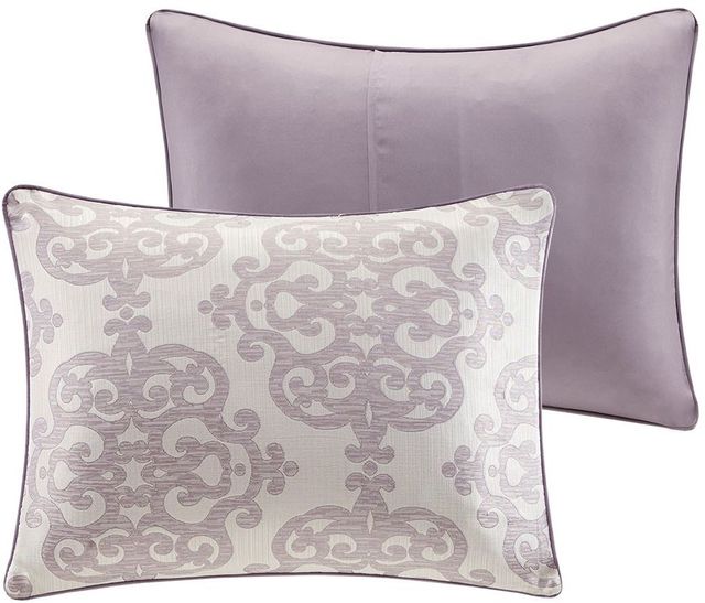 Olliix by Madison Park Essentials 16 Piece Purple California King Madeline Jacquard Complete Bedding Set with 2 Sheet Sets-2