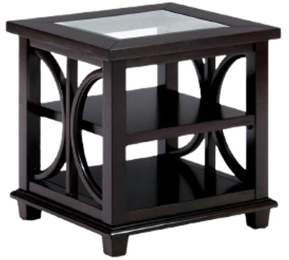 Jofran Inc. Panama Brown Glass Top End Table with Brown Base-0