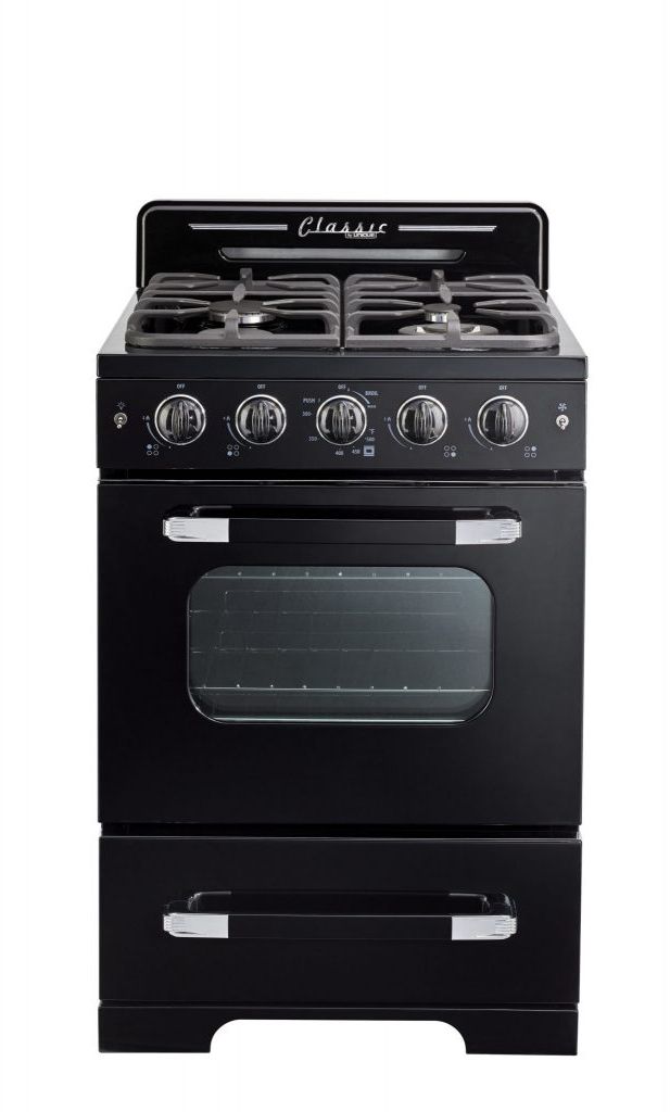 Unique® Appliances Classic Retro 24" Midnight Black Freestanding Natural Gas Range-0