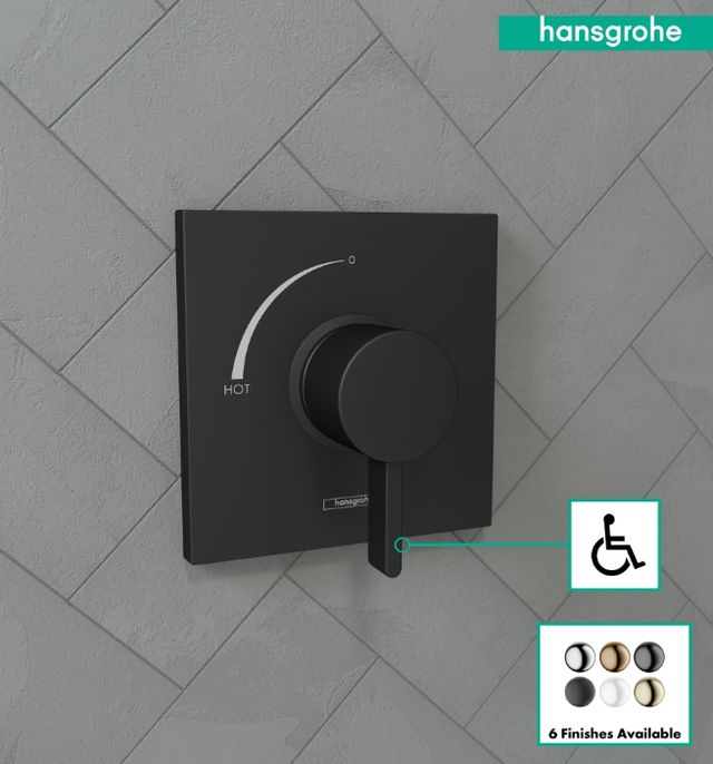 Hansgrohe Ecostat Square Matte Black Pressure Balance Trim-4