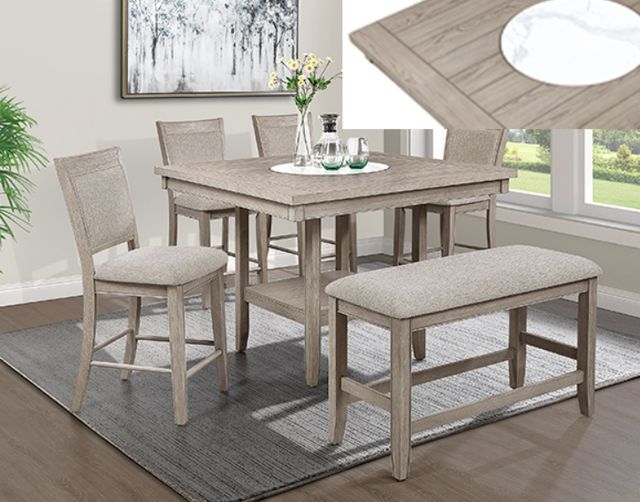 Crown Mark Fulton Beige Counter Height Dining Table-1