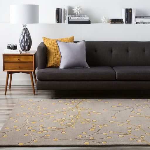 Surya Athena Gray Floral 5'x8' Area Rug-3