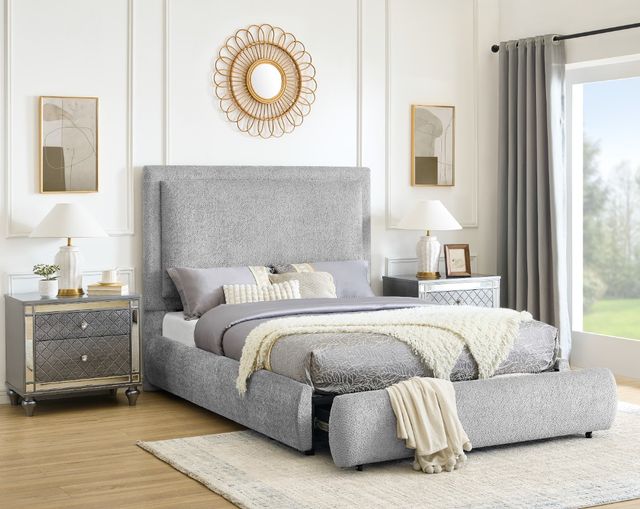 Crown Mark Reverie Pewter Queen Upholstered Panel Bed-2