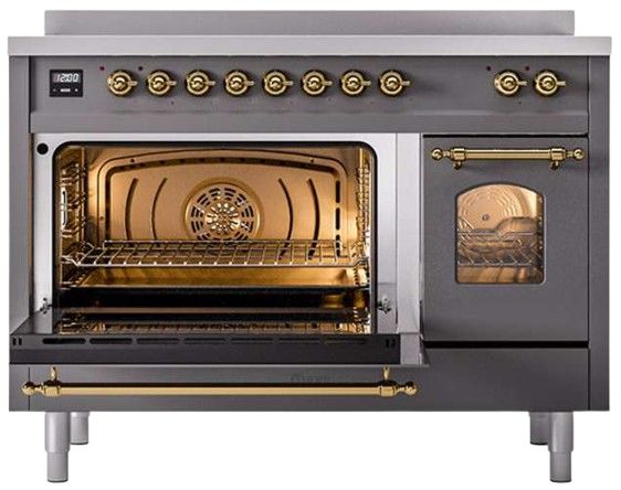 Ilve® Nostalgie II Series 48" Matte Graphite Pro Style Induction Range-1