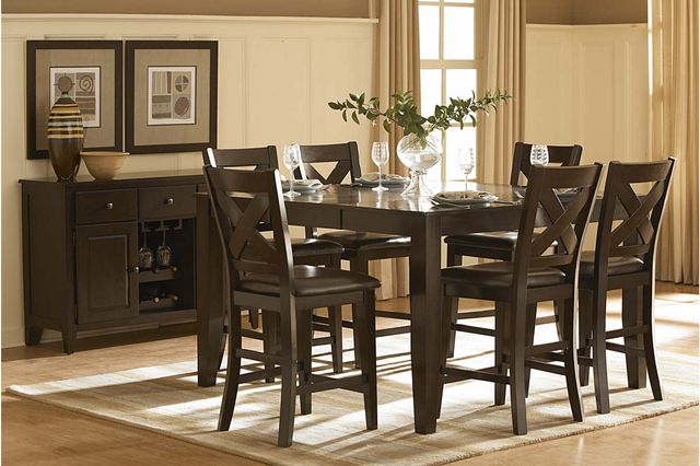 Mazin Furniture Crown Point 7-Piece Warm Merlot Counter Height Dining Table and Chair Set-0