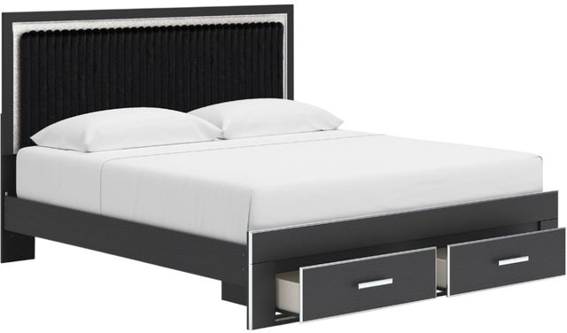 Signature Design by Ashley® Zuraleus Matte Black King Upholstered Panel Storage Bed-2