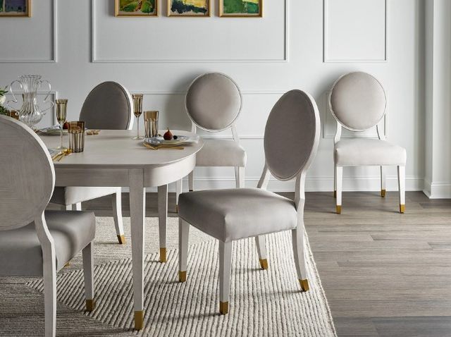 Universal Explore Home™ Love. Joy. Bliss. Miranda Kerr Home Alabaster/Diamond Velvet Pearl Oval Side Chair-1