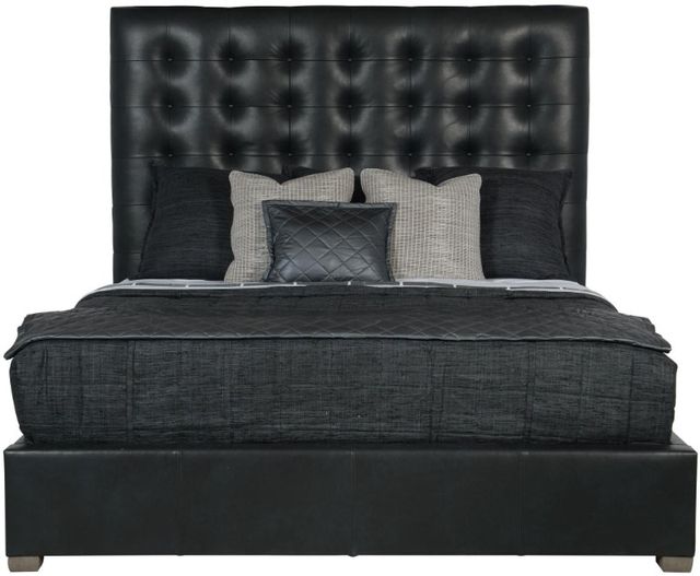 Bernhardt Avery 66" High Leather Button-Tufted Bed-1