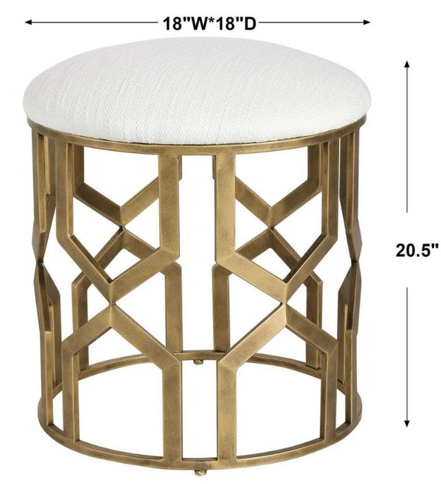 Uttermost® Trellis Antique Brushed Brass/Crisp White Accent Stool-2