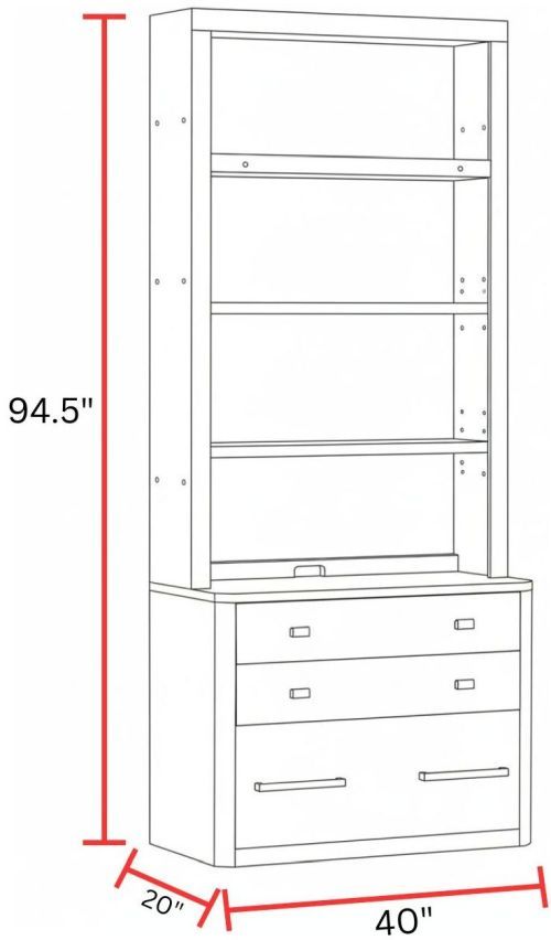 Parker House® Breckenridge Medium Brown 40" Lateral File and Hutch-1