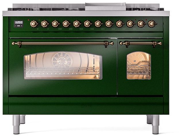 Ilve® Nostalgie II Series 48" Emerald Green Pro Style Dual Fuel Range-1