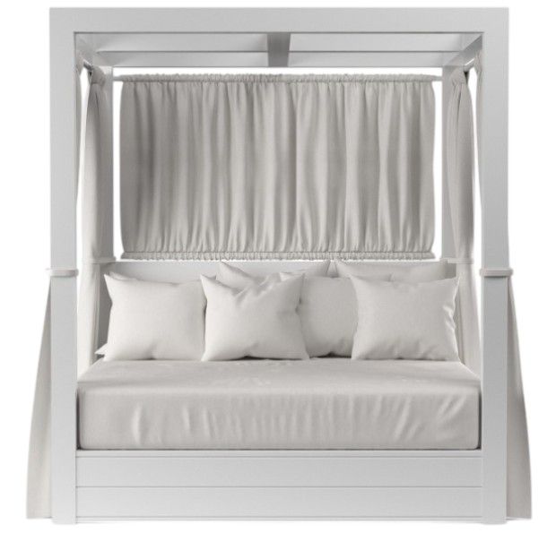 Sunset West Newport Satin White Aluminum King Resort Outdoor Daybed with Cast Silver Cushion-1