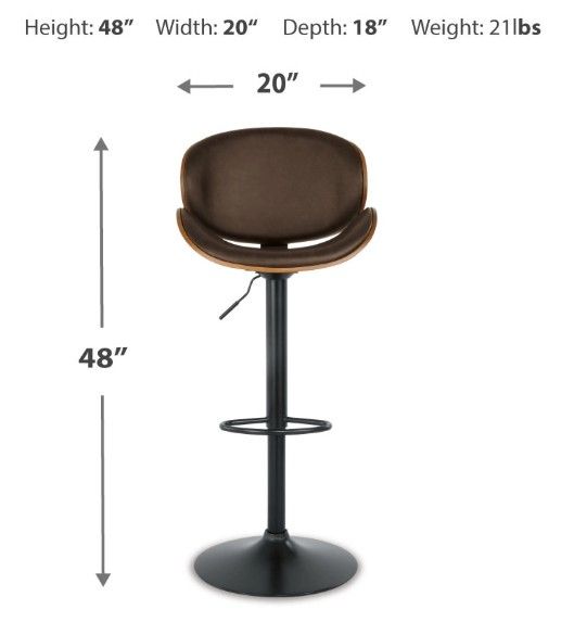 Signature Design by Ashley® Bellatier Black/Brown Adjustable Height Bar Stool-2