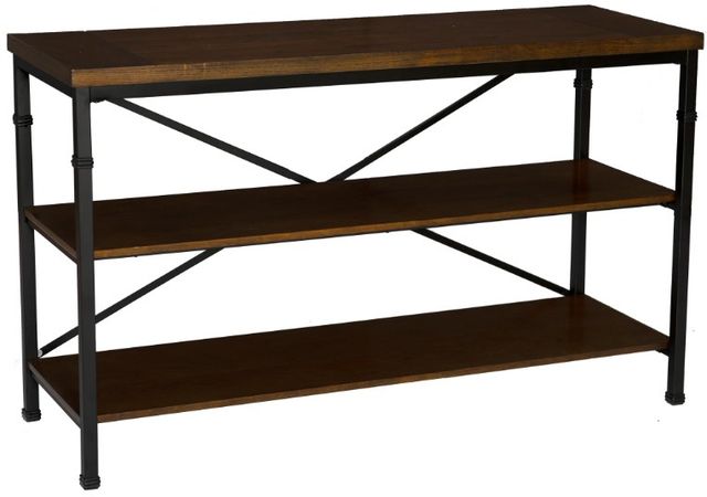 Linon Austin Brown TV Stand with Black Base-0