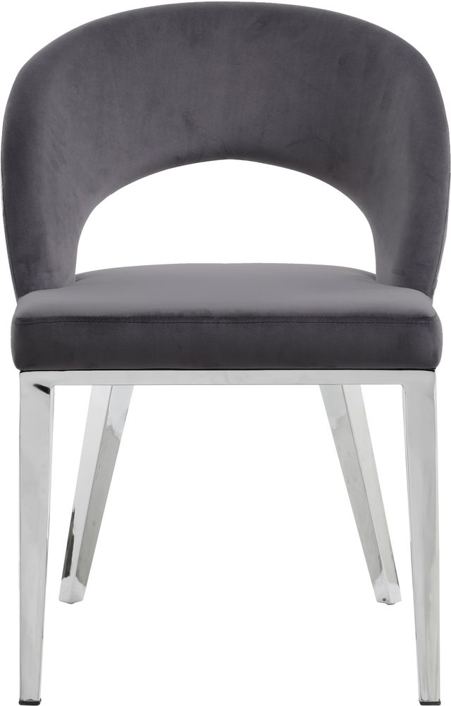 Meridian Furniture Roberto Gray/Chrome Velvet Dining Chair-1
