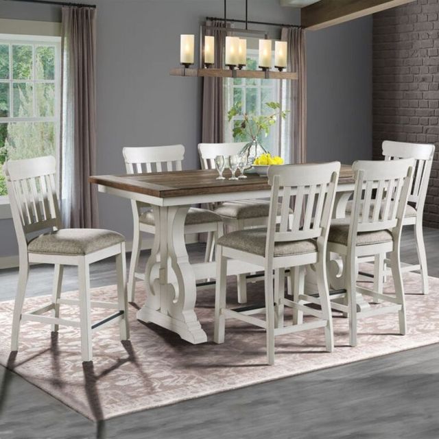 Intercon Drake French Oak Counter Table with Rustic Gray Base-1