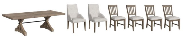 Elements International Yellowstone 7-Piece Gray/Medium Brown Dining Set with Host Chair-0