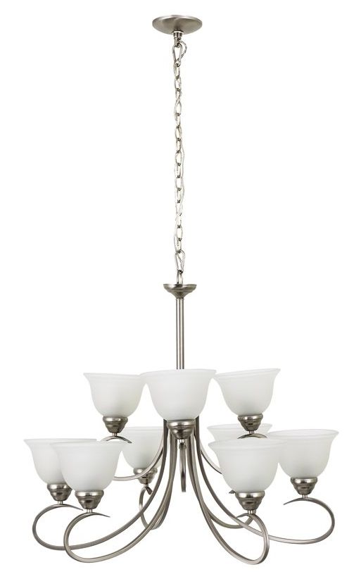 YHD Ribbon Falls Satin Nickel 9-Light Chandelier-0