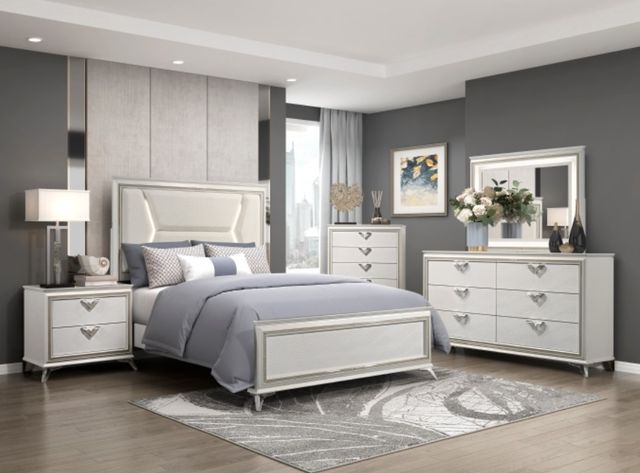 Homelegance® Audra Gold/White Eastern King Panel Bed-1