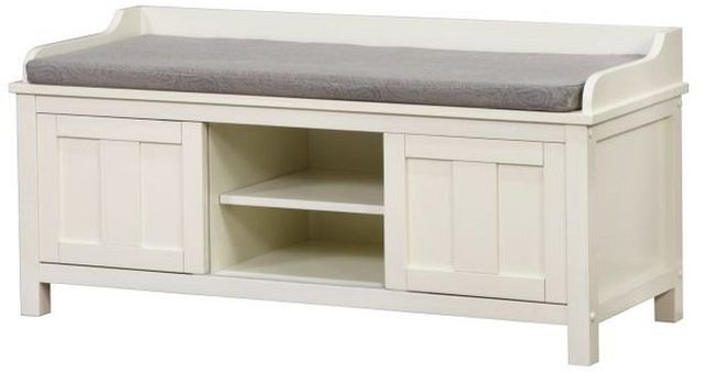 Linon Lakeville Antique White Storage Bench