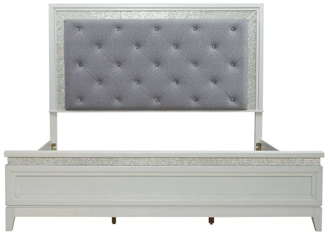 Liberty Furniture Reflections Gray/Pearl White/Rhinestone California King Upholstered Panel Bed-2