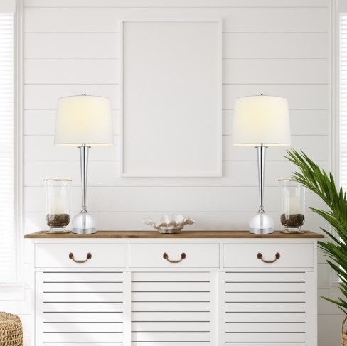Cal® Lighting & Accessories Wellsley 2-Piece Chrome/Clear Table Lamp Set-2