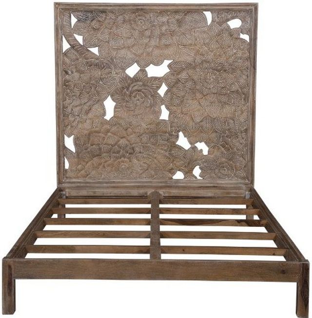 Porter International Designs Dahlia Brown Queen Panel Bed-1
