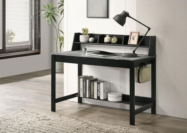 Coaster® Besler Black/Gray Stone SmartTop Writing Desk with Shelf-1