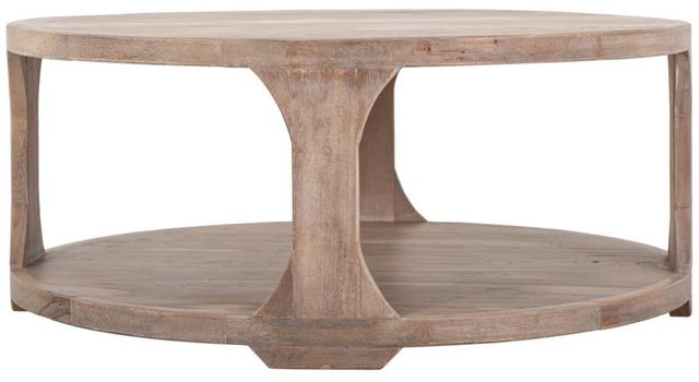 International Furniture Direct Balam Stained White Round Cocktail Table-3