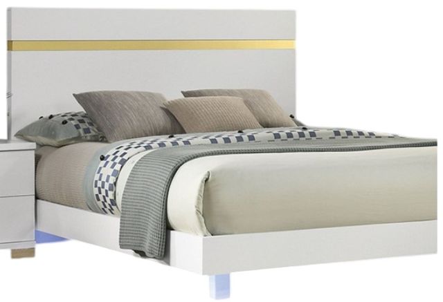 Furniture of America® Lillestrom Gold/White Full Panel Bed-1