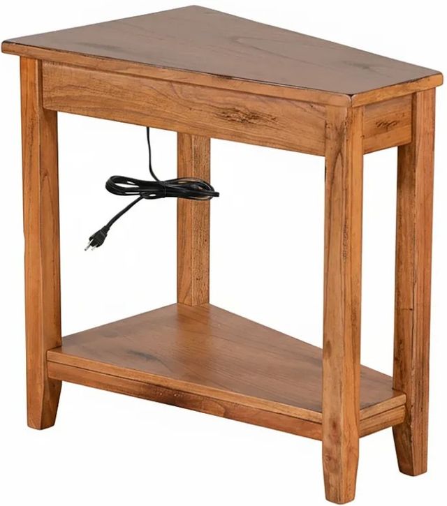 Sunny Designs™ Santa Fe Rustic Oak Chair Side Table with Power Strip-0