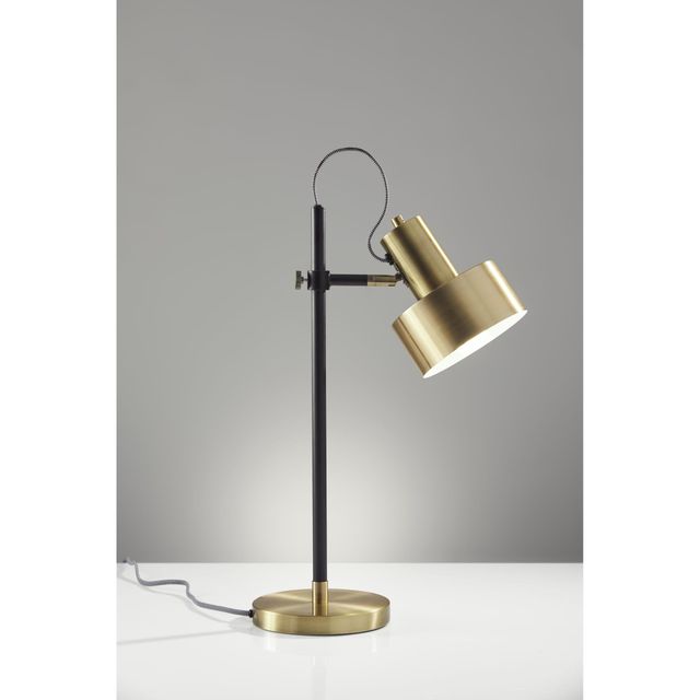 Adesso® Clayton Matte Black and Antique Brass Desk Lamp-1