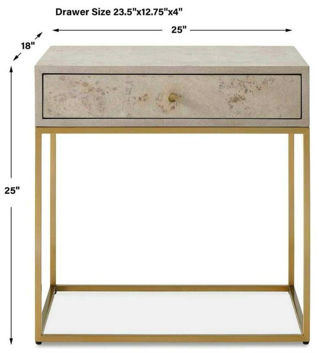 Uttermost® Pembrook Light Washed Side Table with Brushed Brass Base-2