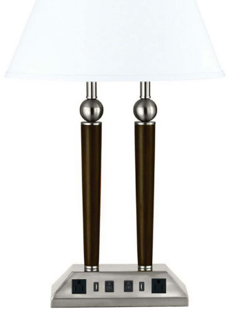 Cal® Lighting & Accessories Metal Espresso/Brushed Steel Desk Lamp-0