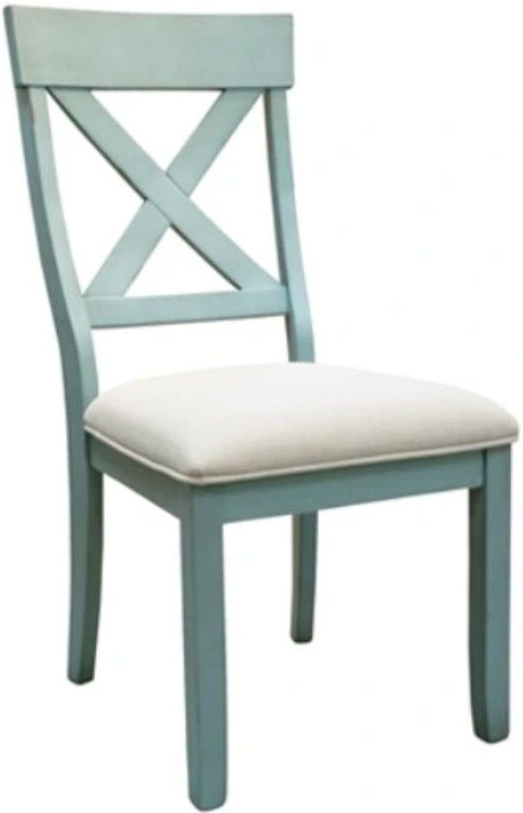 American Wholesale Furniture Kelsey Creek Washed Teal Dining Side Chair-0
