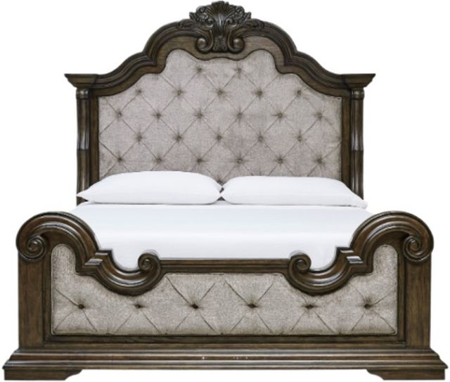 Signature Design by Ashley® Maylee Dark Brown Upholstered Queen Panel Bed-1