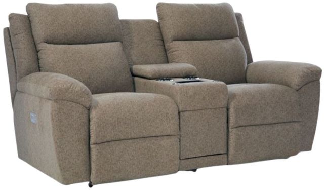 La-Z-Boy® Joel Pewter Power Reclining Loveseat with Console and Headrest-0