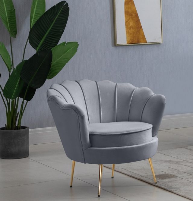 Meridian Furniture Gardenia Grey Velvet Chair-1