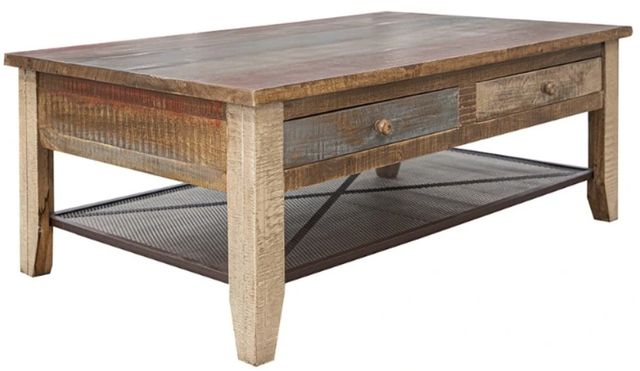 International Furniture Direct Antique Brown 4-Drawer Cocktail Table-0