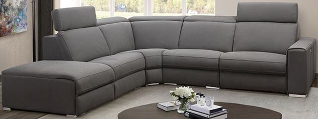 Via Furniture Vienna Gray Power Reclining Sectional with Adjustable Headrest-0