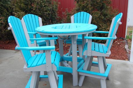 48" Round Bar Height Table with 4 Classic Back Swivel Bar Chairs-1