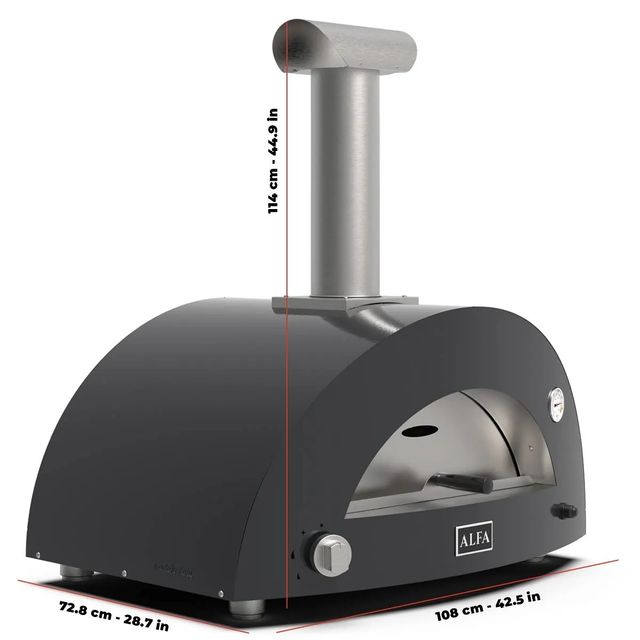 Alfa Moderno 3 Pizze 43" Anthracite Gray Natural Gas Pizza Oven-2